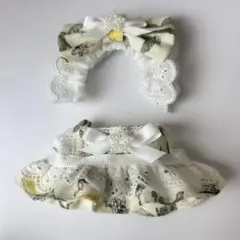 10cm〜12cm ぬい服 メイド服 エプロンドレス レモン柄 星形パール 汎用