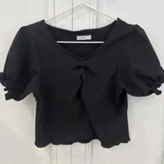 トップス ブラウス シャツ 2pink 韓国カジュアル パフスリーブ フリル L