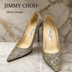 JIMMY CHOO グリッターパンプス 38.5 ポインテッドトゥ 25.5のサムネイル