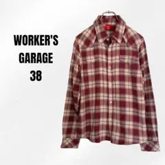 S373【WORKER'S GARAGE】38　チェック柄 長袖シャツ　ニコル