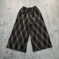 ワイドパンツ　ブラック　チェック　レトロ　vintage フェアリーグランジ