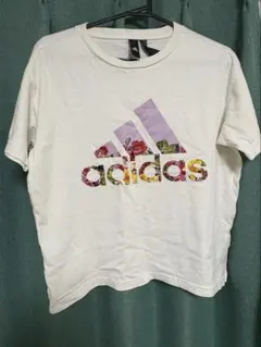 adidas アディダス 花柄ロゴ 半袖Tシャツ ホワイト レディース