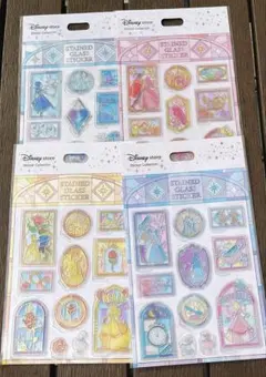 ディズニー ステンドグラスステッカー　ベル　オーロラ姫　エルサ　シンデレラ　全種