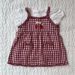 ミキハウス　ギンガムチェック　半袖チュニック　８０８５９０