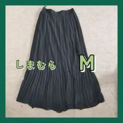 ブラックグリーンのプリーツスカート Mサイズ