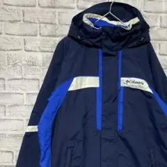 コロンビア マウンテンパーカー ブルーレディースXLロゴ刺繍アウトドア 