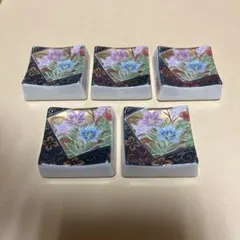 花柄陶器 九谷焼 製箸置き5個セット