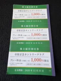 【匿名発送】市原京急カントリークラブ 株主優待割引券 3枚セットのサムネイル