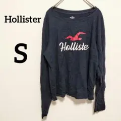 Hollister 長袖Tシャツ S ネイビー ロゴT　プリント