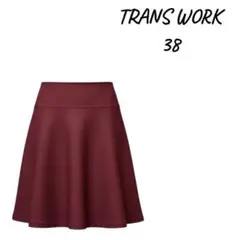 TRANS WORK バーガンディ フレアスカート サイズ38のサムネイル