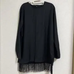 フリンジ　長袖シャツ　ブラック　トップス　メンズ　WOmBのサムネイル