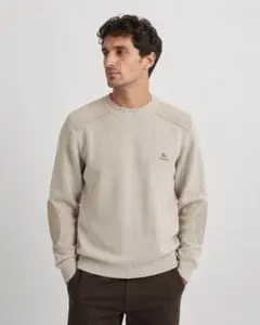 Burberry ベージュ ニットセーター エルボーパッチ付きのサムネイル