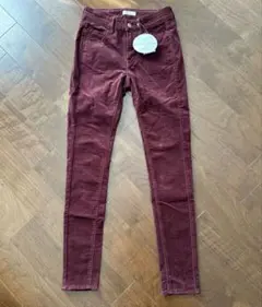 コーデュロイスキニーパンツ XS ボルドー