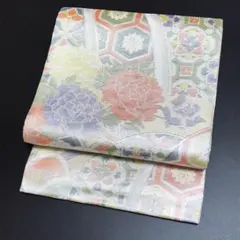 ［0289］袋帯 七彩佐賀錦 花亀甲文 金銀糸 六通 正絹 着物 フォーマル