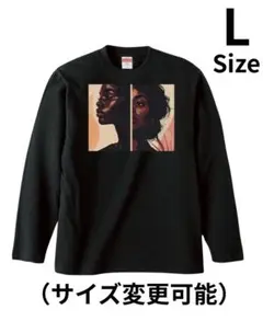 Lサイズ 女性の肖像画プリント長袖シャツ