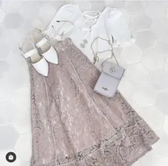 エブリン　パイピングレーススカート　ピンク