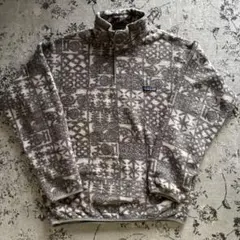 90s 97年製パタゴニア シンチラスナップT USA製 総柄 希少ポケット付き