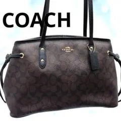 COACHコーチ シグネチャー柄 A4可　PVC＆レザートートバッグF57842