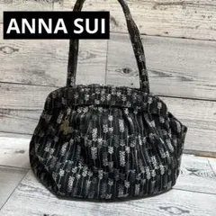 ❣️即日発送❣️アナスイ✨浴衣に合わせて◎花柄　刺繍　ハンドバッグ 黒 チャーム付きのサムネイル