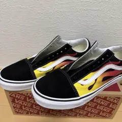 未使用ハンドペイントVans フレイムデザイン スニーカー28cm 黒