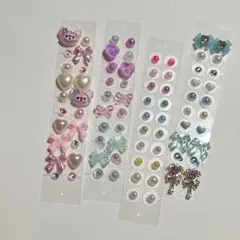 耳つぼジュエリー 耳つぼ ステンレス 青 ブルー ちょう お花 ハート