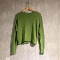 UNIQLO プレミアムラムクルーネックセーター グリーン M ウール100%