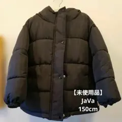 【150cm:JaVa】フード付き ブラックダウンジャケット