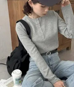 discoat ワッフルボーダー長袖Tシャツ