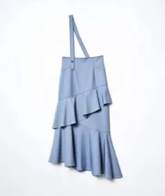 サス付き配色ステッチ ティアードスカート ロングスカート