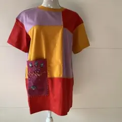 美品✨アルベロベロ ぶたさん 異素材切替 チュニック カットソー