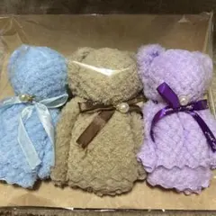 クマ型タオルハンカチ3点セット