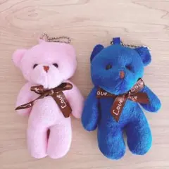 【新品未使用】テディベア くま ぬいぐるみ キーホルダー 2セット