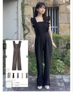 グレイル ショルダーフリルバックシャーリングオールインワン