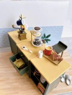 ミニチュア コーヒーマシン エスプレッソマシン グリーン ドールハウス