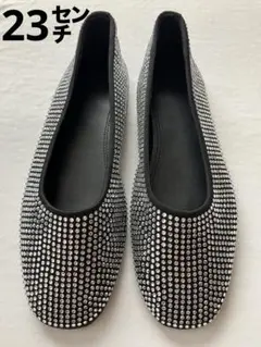 H&Mフラットシューズ ストーン装飾 レディース【黒色US36/23㌢】