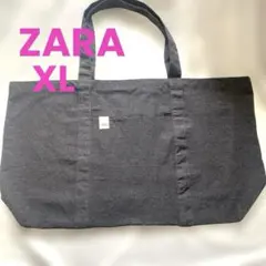 【未使用】ZARA☆XL 大容量トートバッグ・エコバッグ/ブラック黒のサムネイル