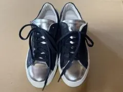 Amb 本革スニーカー ネイビー×シルバー 36サイズのサムネイル