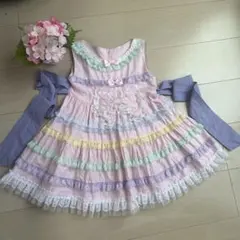 ハンドメイド カラフルフリルワンピース ノンスリーブ