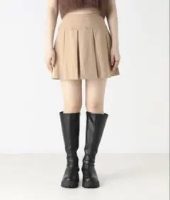 Heather ヘザー ワイドプリーツミニスカート ベージュ　Sのサムネイル