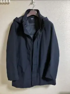 UNIQLO フード付きダウンジャケット XLサイズ ネイビー