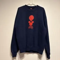 90s USA製 Think Mickey ネイビー スウェット ミッキーマウス