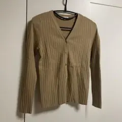 PLST ベージュ Vネック カーディガン M