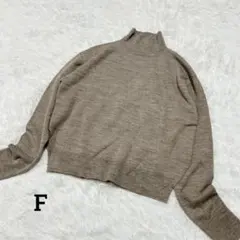 ウールニット/タートルネック/無地/ブラウン/ウール混/大人カジュアル/F