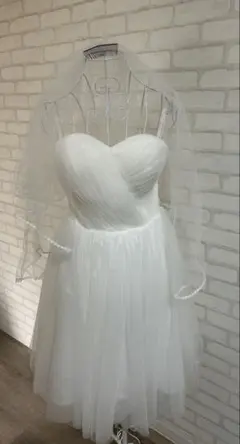 ホワイトウェディングミニドレス ベール付き