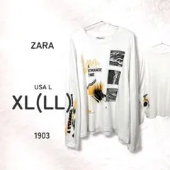ZARA ザラ 宇宙 グラフィック ロンT 長袖Tシャツ 綿100 XL LLのサムネイル