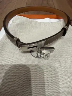 【新品未使用】エルメス ケリーベルト　エトゥープ　シルバー金具 【安心鑑定可】 新品未使用】エルメス ケリーベルト エトゥープ シルバー金具W刻印