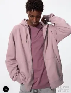 UNIQLOスウェットジップパーカーピンクL