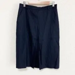 《22オクトーブル》タイトスカート ひざ丈 オフィス ピンストライプ 紺 M
