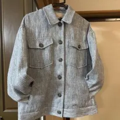 グレー チェック柄 コットンジャケット