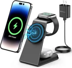 ❤新品・未使用❤3in1 ワイヤレス充電器 スタンド 20W マグネットブラック